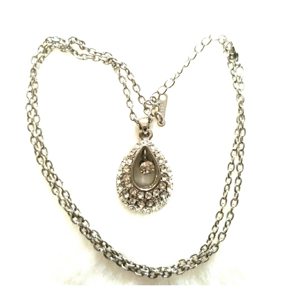 Crystals and silver chain necklace